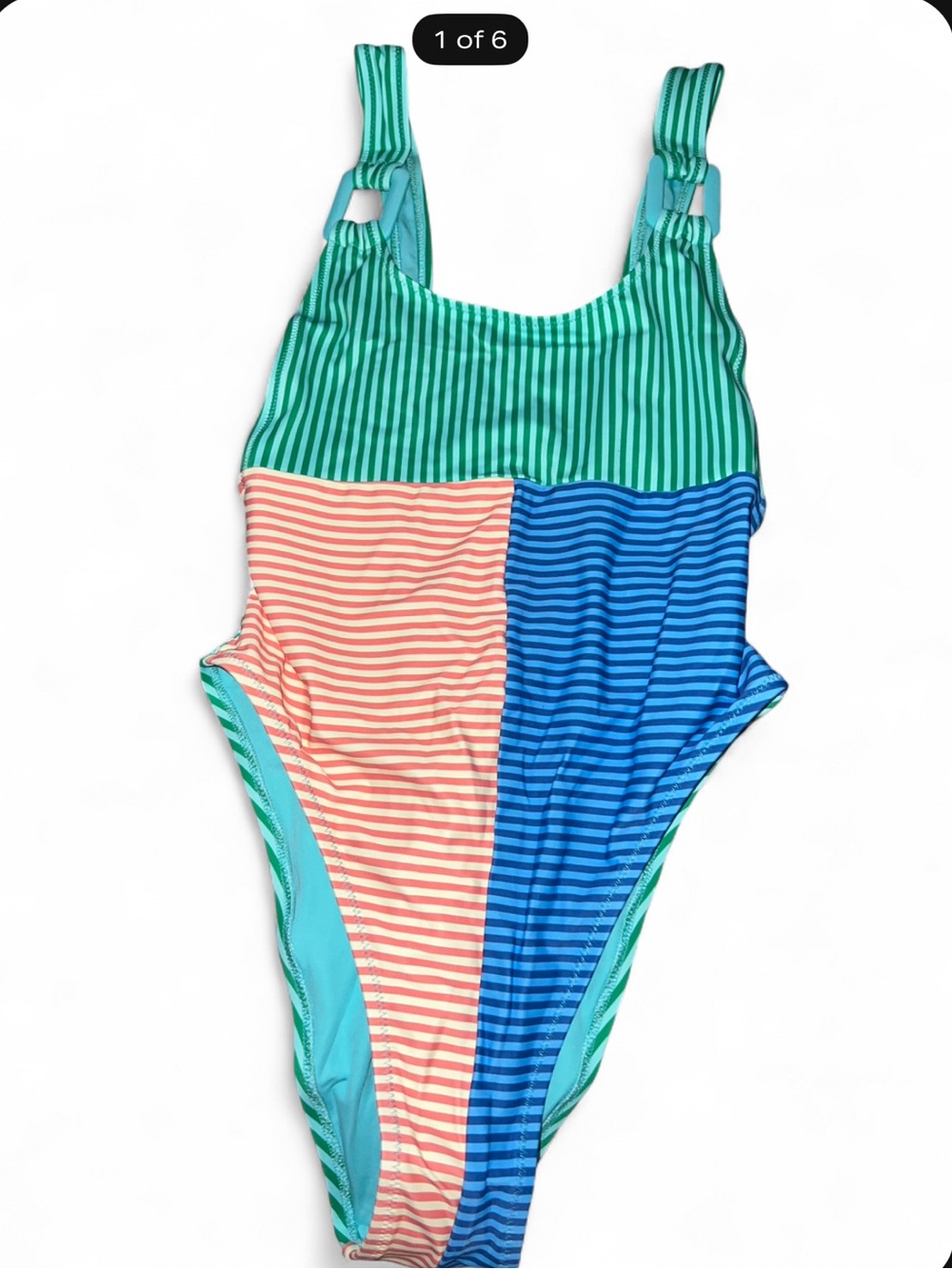 aerie Striped Colorblock One-Piece Cheekiest Swimsuit